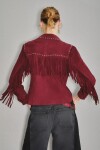 Camisa Bellota Fringes Cuero Bordo