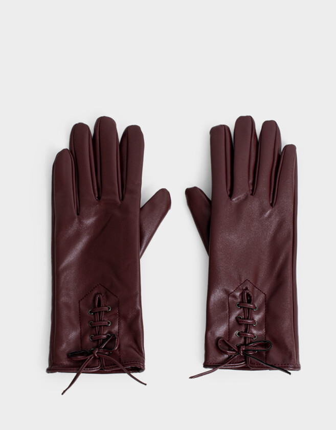 Guantes Varios Noche Guantes De Cuerina - Rojo Burdeaux
