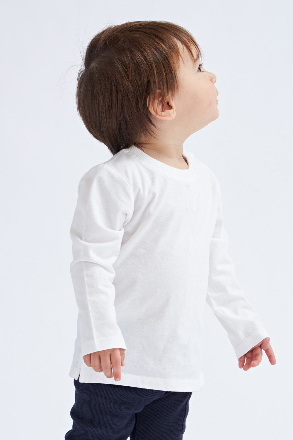 Camiseta blanca basica niño manga larga hotsell