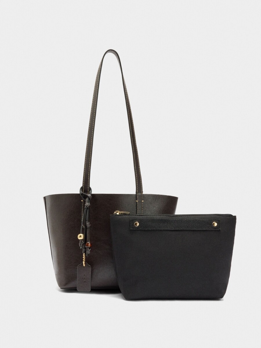 Bolso Shopper Reversible Con Bolsa Extraíble M marron