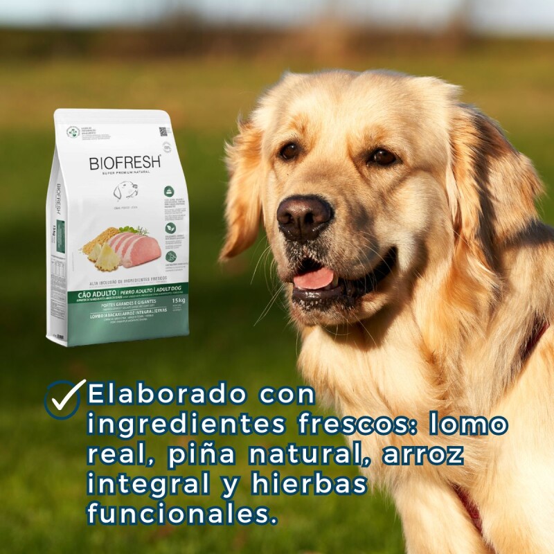 BIOFRESH PERRO ADULTO RAZAS GRANDES CERDO Y ANANA 15 KILOS BIOFRESH PERRO ADULTO RAZAS GRANDES CERDO Y ANANA 15 KILOS