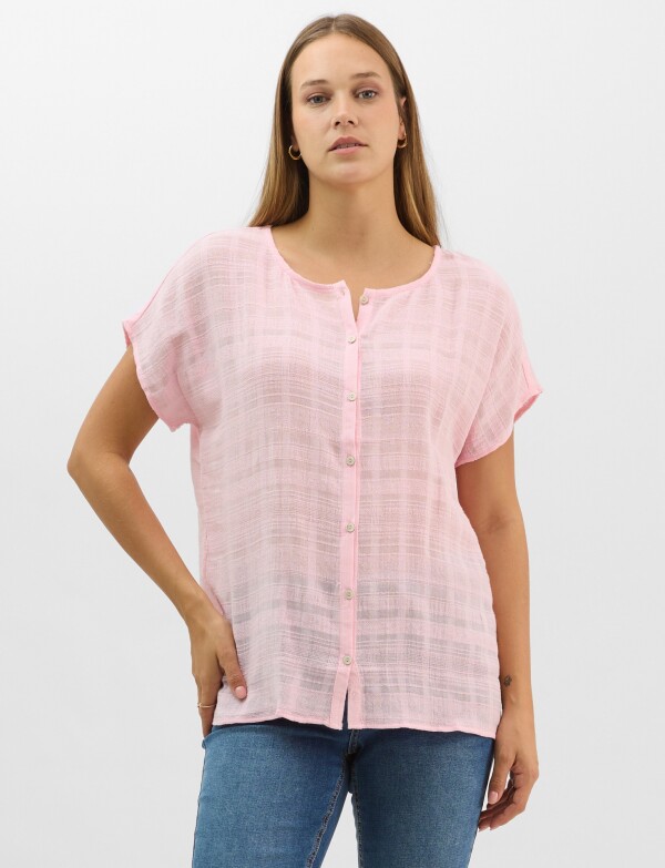 Blusa Fluida De Algodón Texturizado ROSA