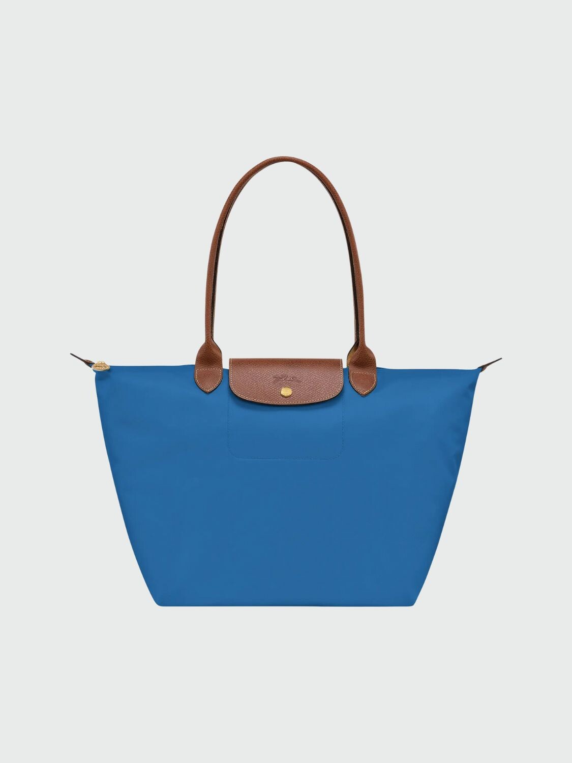 Longchamp -Cartera Longchamp plegable de nylon con cierre y asa larga, Le pliage L Azul