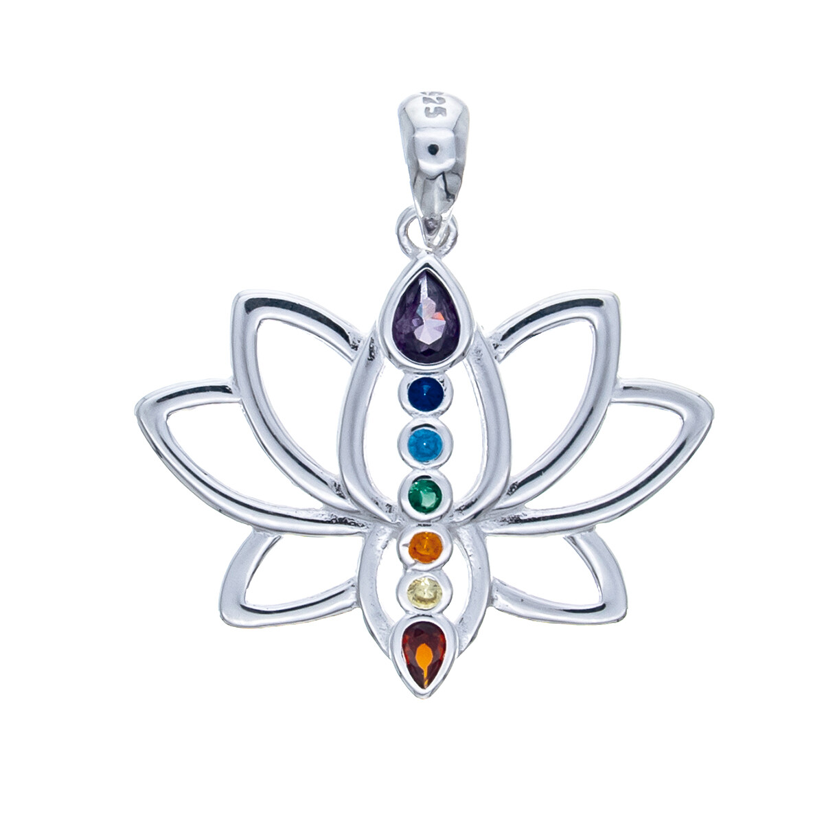 Dije de plata 925 con circonias, FLOR DE LOTO. 