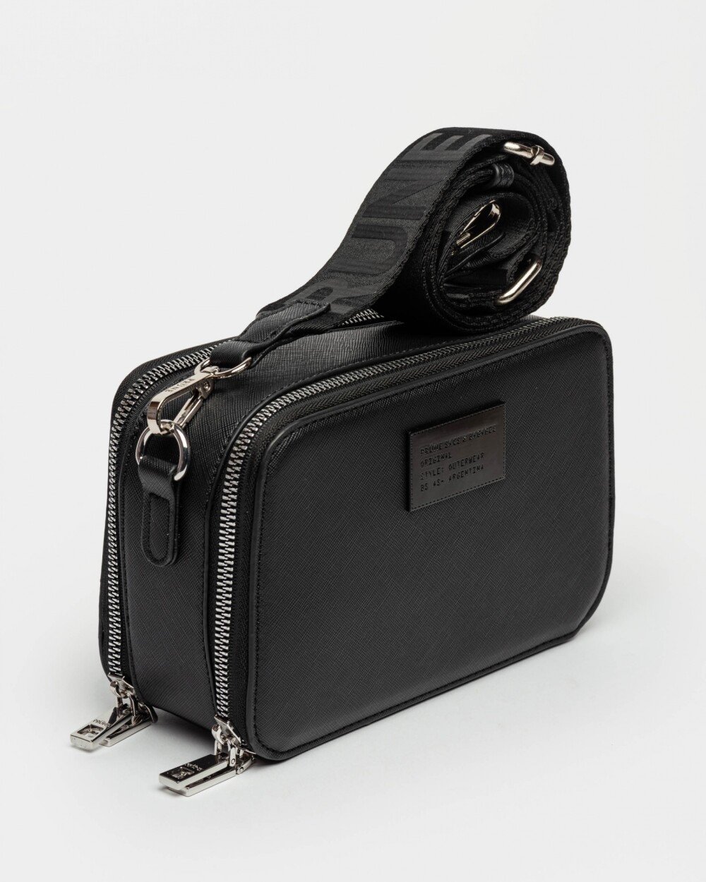 Bandolera New Penny en efecto cuero zaffiano Negro