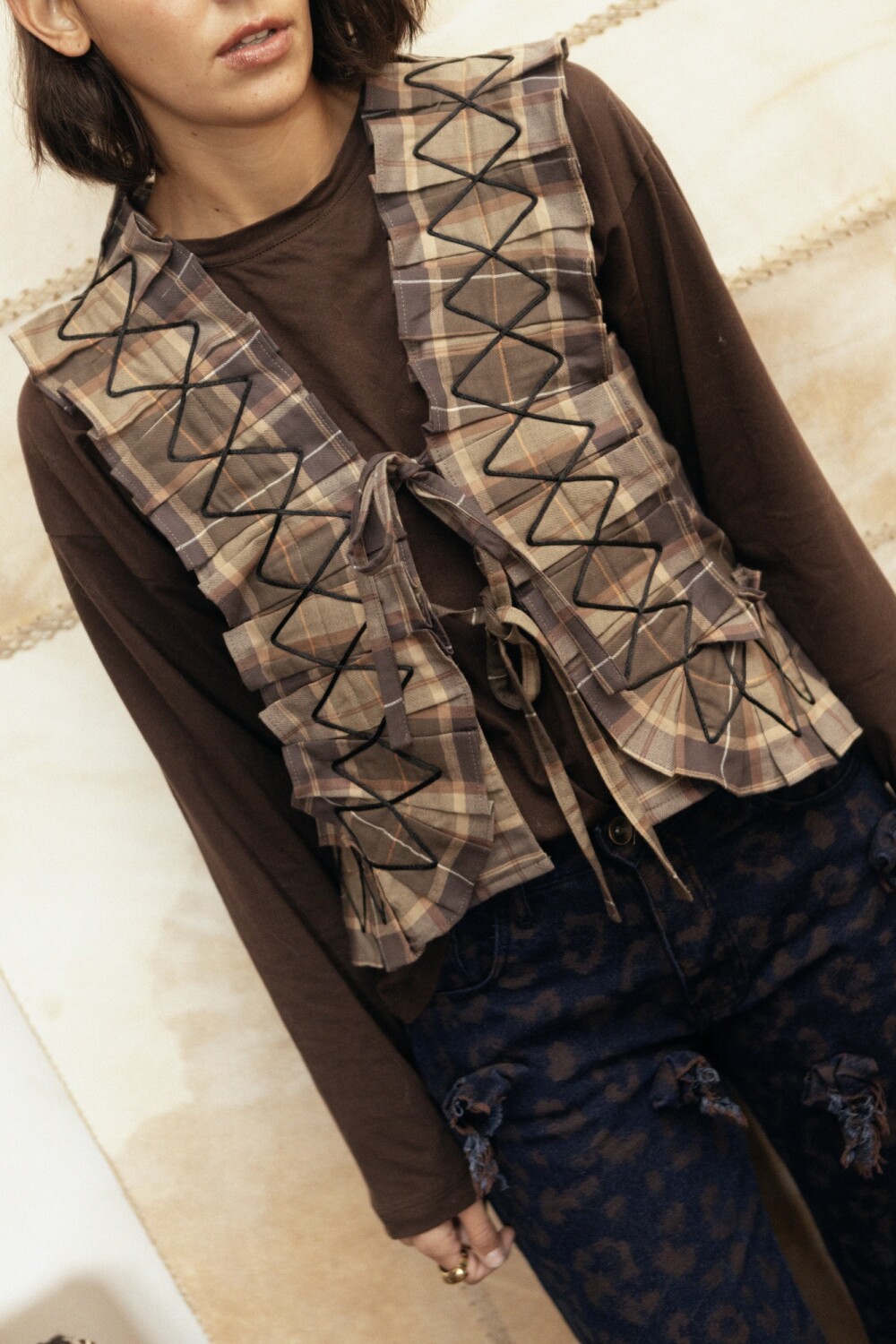 Dancing Queen top Verde / Camel