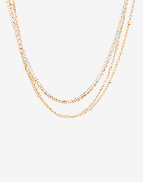 Collares Cortos Strass Set Collares Cortos Metal Y Strass - Dorado
