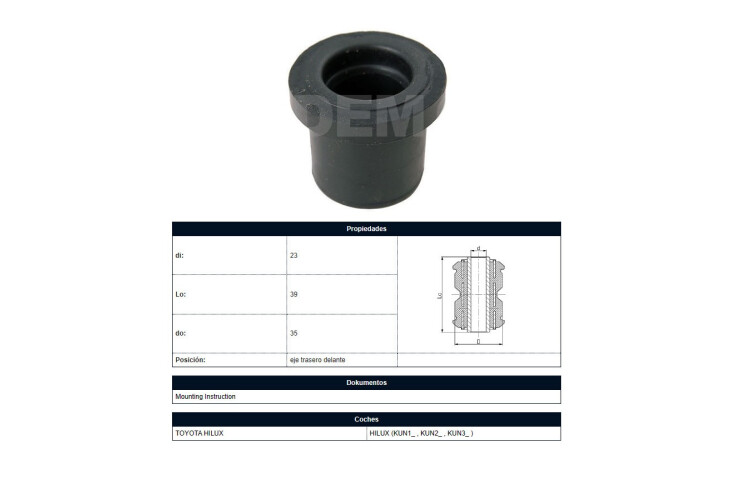 Buje Tra Toyota Hilux 05-14 Der/Izq Buje Tra Toyota Hilux 05-14 Der/Izq