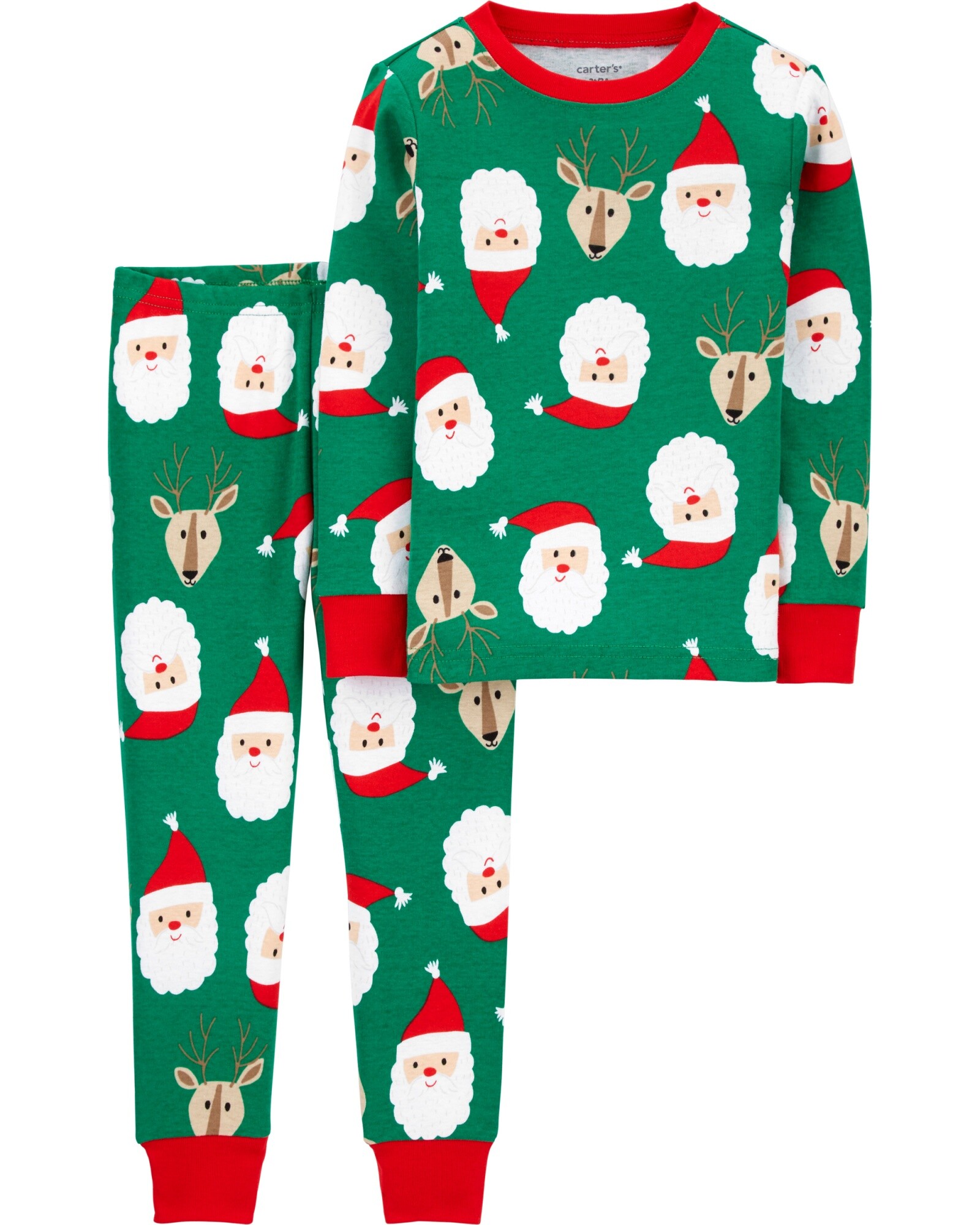 Pijama Dos Piezas Remera Manga Larga y Pantalón Papá Noel Algodón Sin color