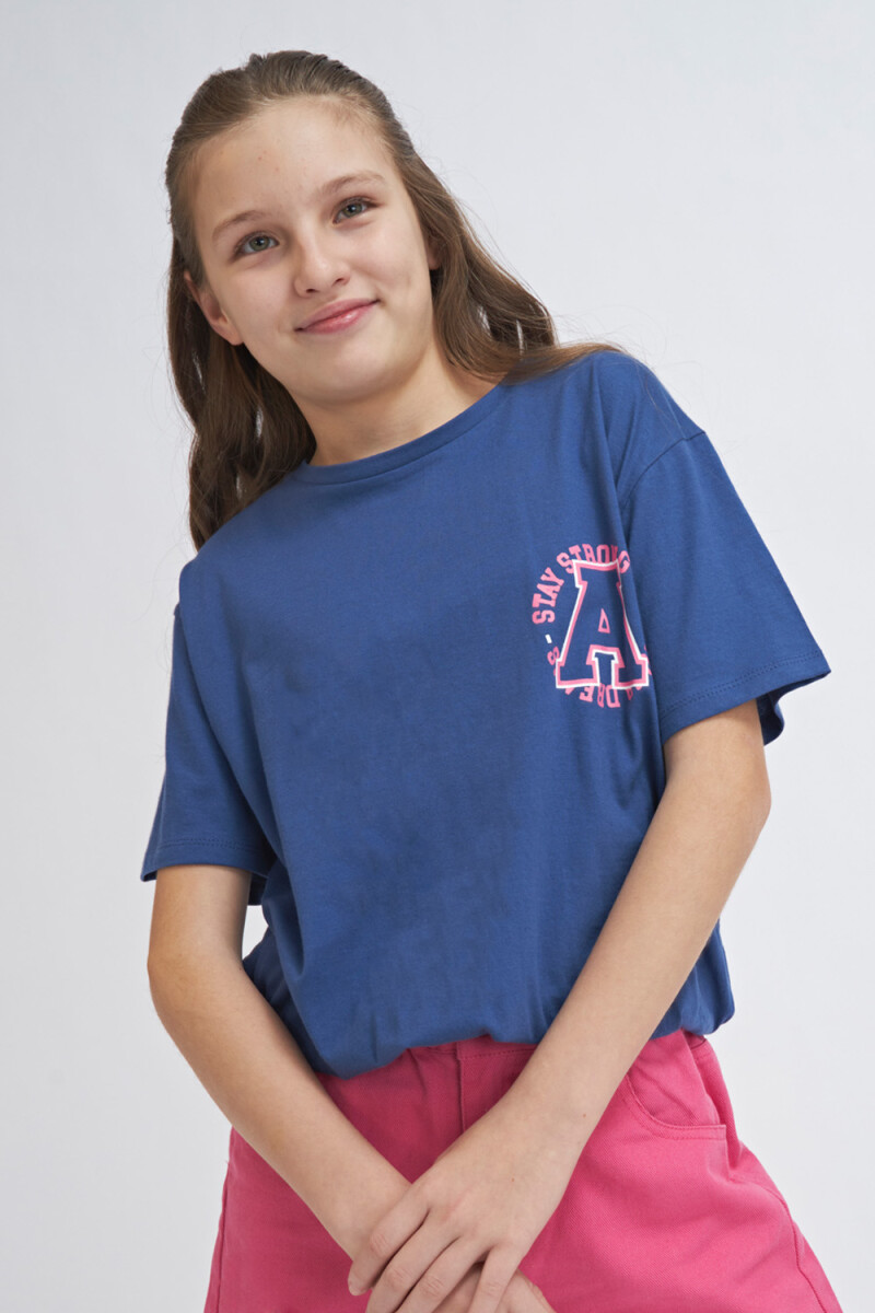 Camiseta manga corta con elástico Azul