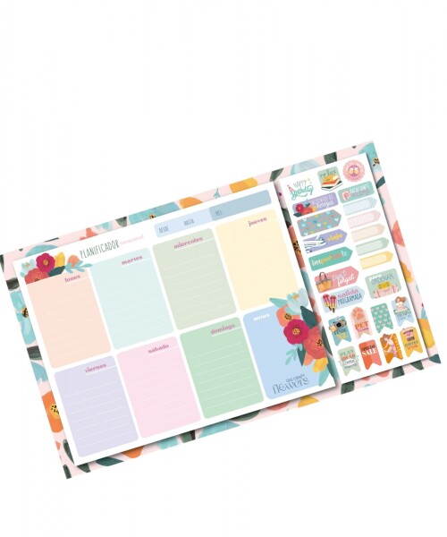 Planificador semanal ibi craft - 52 h. (166x210mm)+12 h. Stickers - Coleccion "Flowers" Planificador semanal ibi craft - 52 h. (166x210mm)+12 h. Stickers - Coleccion "Flowers"