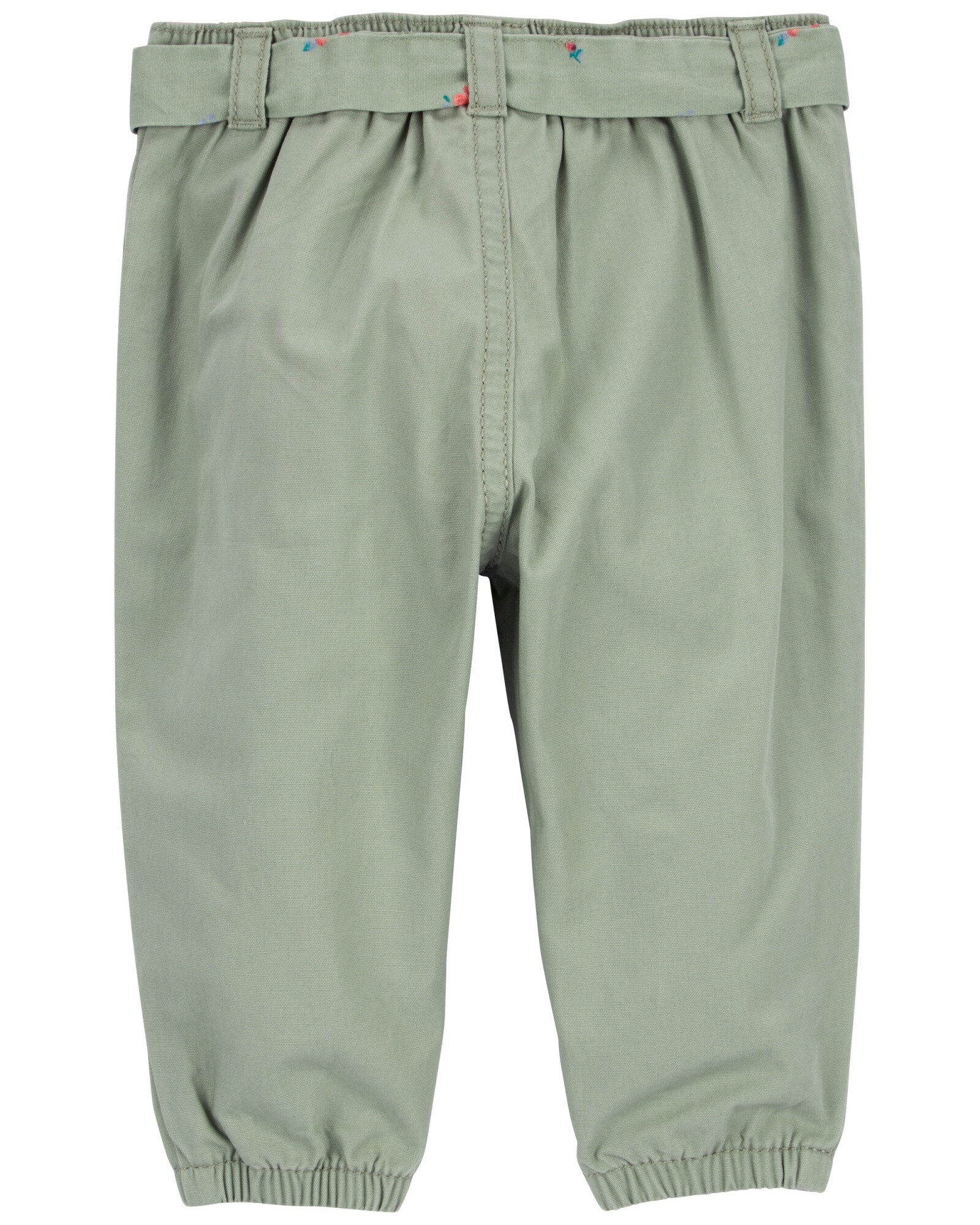 Pantalón de algodón, con cinturón floral Sin color