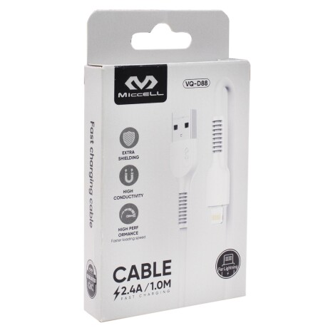 Cable de datos iPhone Lightning a USB A 1 metro Miccell Blanco