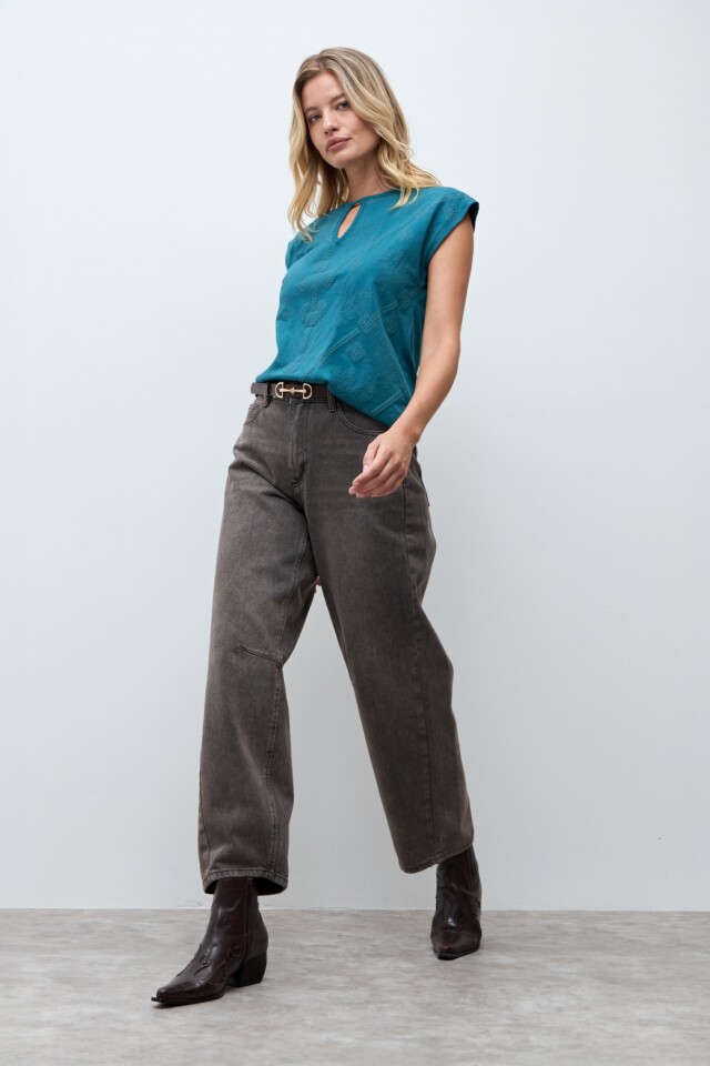 Remera estampada verde petroleo