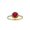 Anillo Halo-Oro Bajo-Piedra Rubí y Zirconias-AN8143 conpiedra