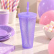 Vaso con Tapa y Sorbito 250ml Violeta