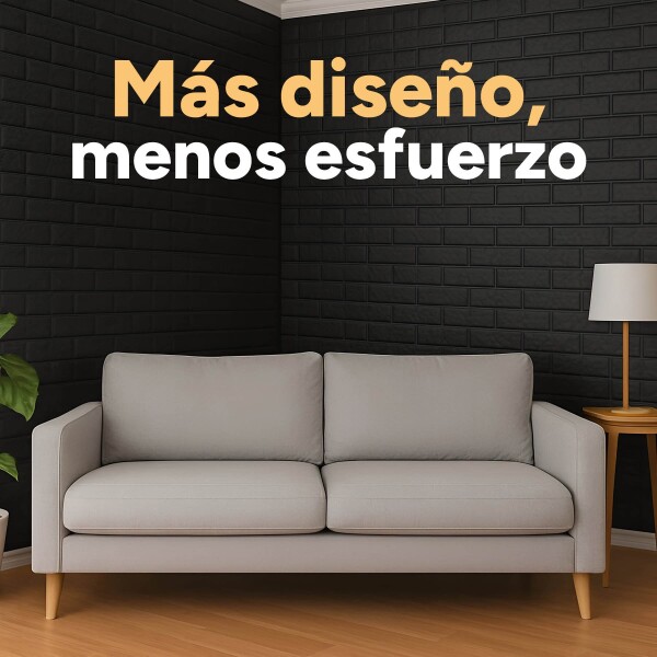 Revestimiento Pared Adhesivo 3d Piedra Ladrillo 20 Mts x 0,70 Mts Variante Color Negro