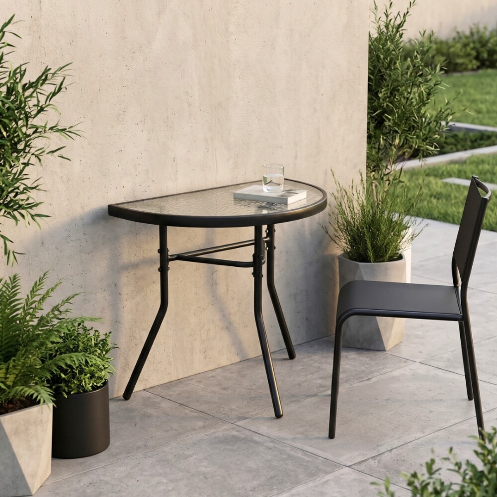 Set De Jardín Mesa De Vidrio + 2 Sillas Plegables Set De Jardín Mesa De Vidrio + 2 Sillas Plegables
