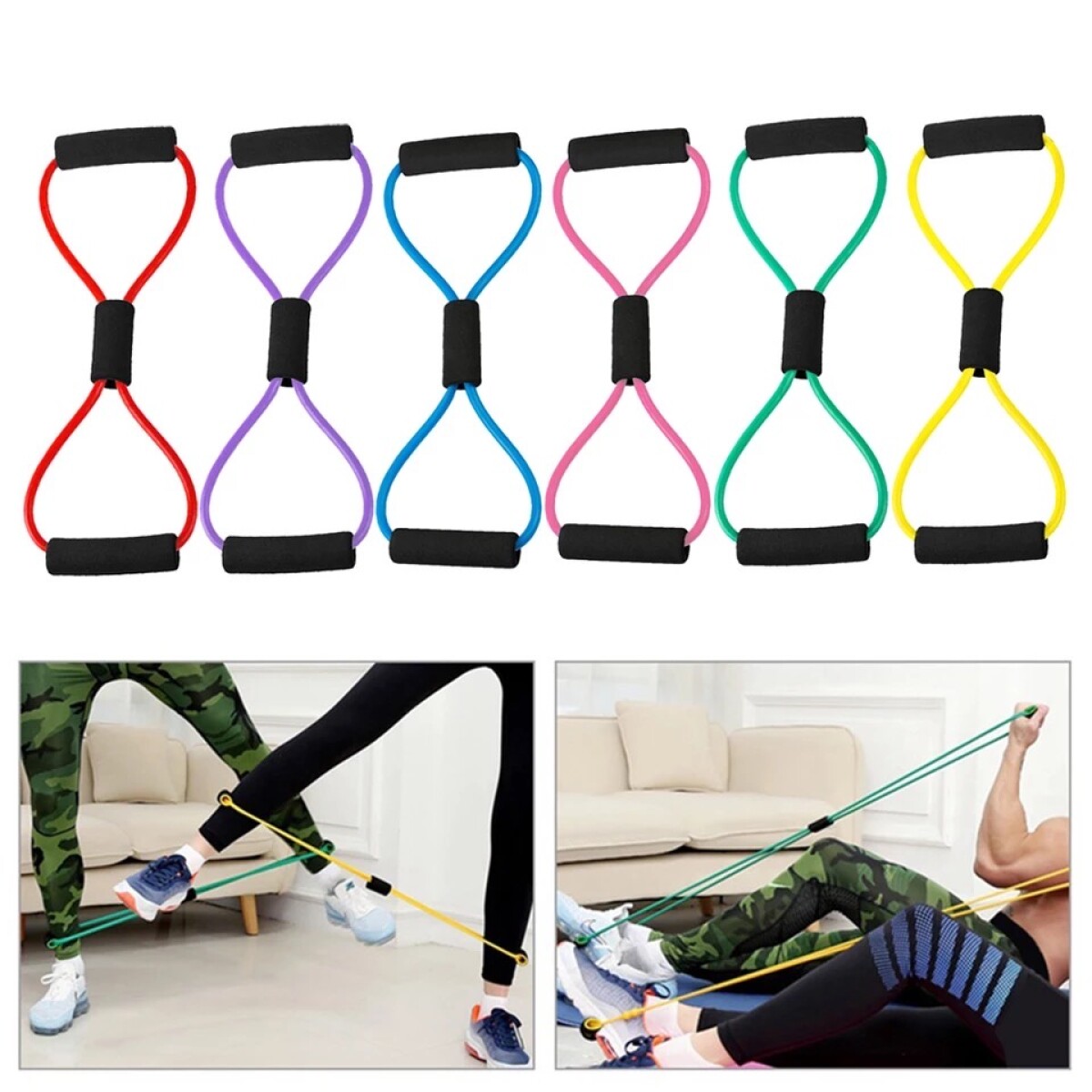 Banda Elástica Forma 8 Resistencia Entrenamiento Fitness - Purpura 