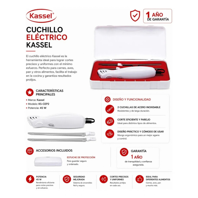 Cuchillo Eléctrico Kassel Profesional modelo KS-CEP2 45w Cuchillo Eléctrico Kassel Profesional modelo KS-CEP2 45w