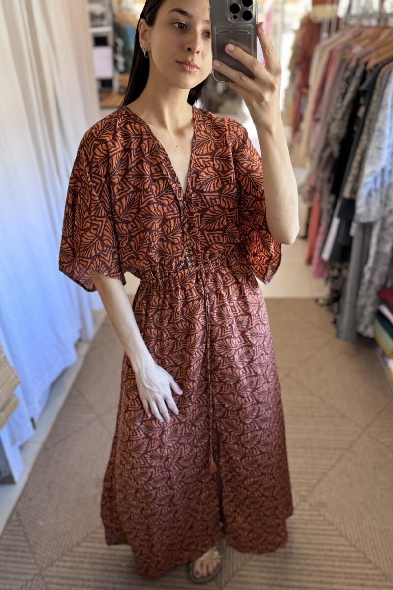 Vestido Manu de seda Tonos naranjas y terracota