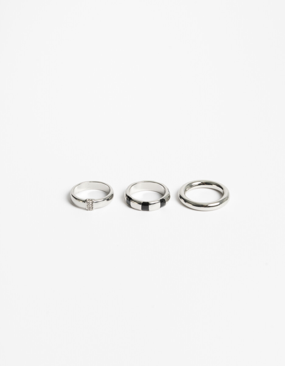 Set De Anillos Metal Y Esmalte 