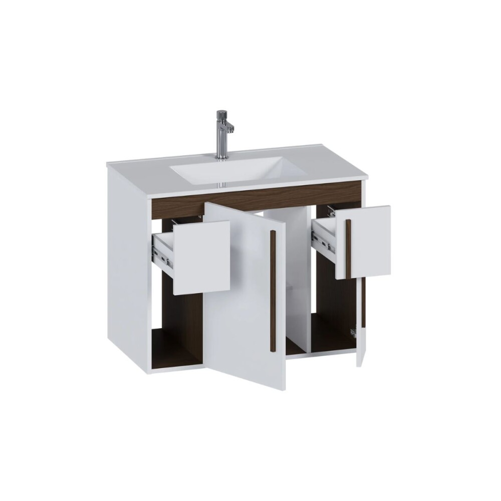 Mueble de baño suspendido Anturio Blanco 80cm bacha loza Mueble De Baño Suspendido Anturio Blanco 80cm Bacha Loza