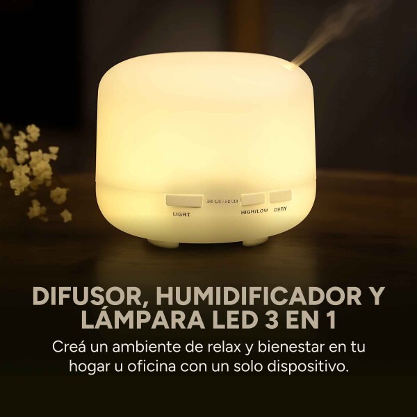 Aromatizador Difusor Humidificador Perfume Luces Led 500 Ml Variante Color Blanco