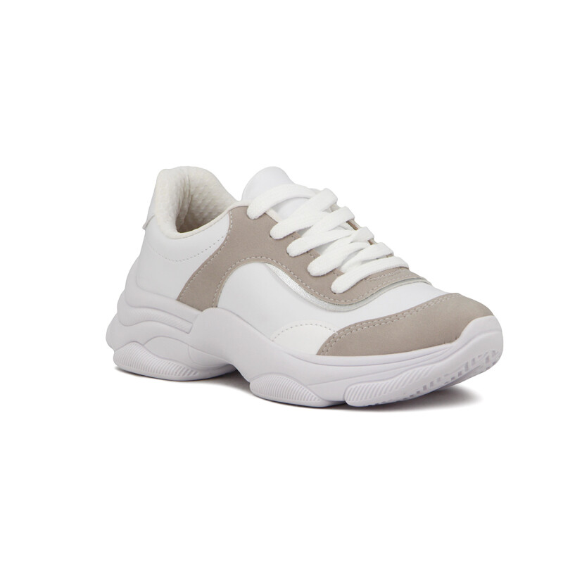 Championes Deportivos Casual Mujer Beira Rio Blanco-gris