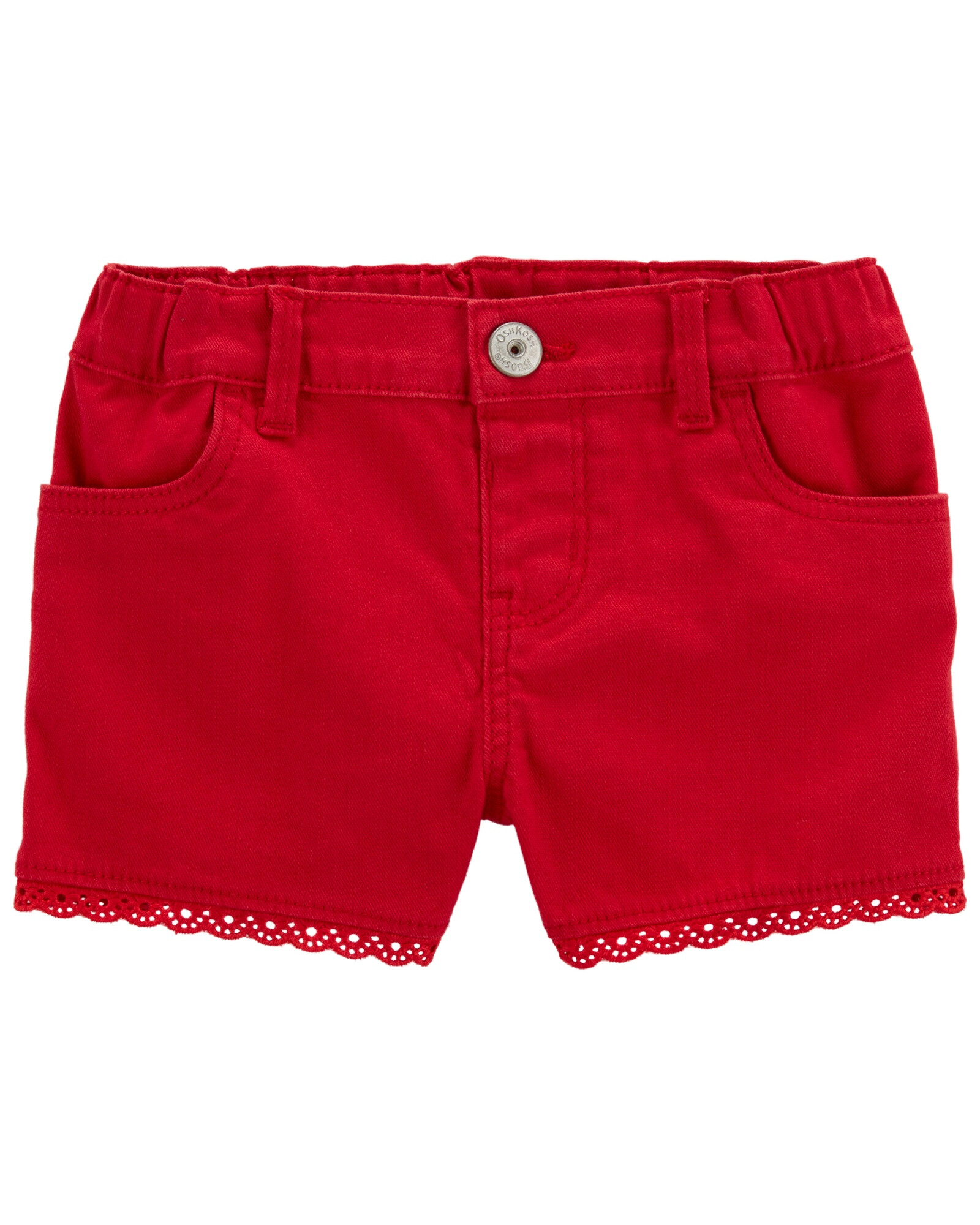 Short de sarga, con ribete de ojales. Talles 2-5T Sin color