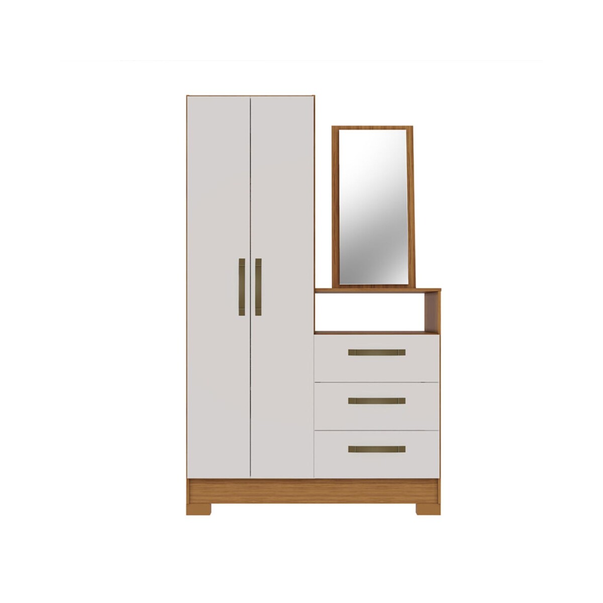 Comoda Multiuso 2 Puertas 3 Cajones Con Espejo NT5165 Notavel Freijo Trend|Off White 