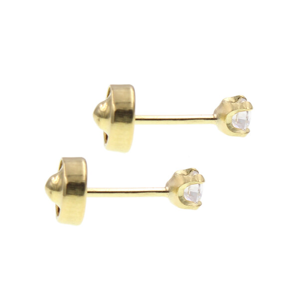 Caravanas abridores de bebe en oro amarillo 18k con circonias. Caravanas abridores de bebe en oro amarillo 18k con circonias.