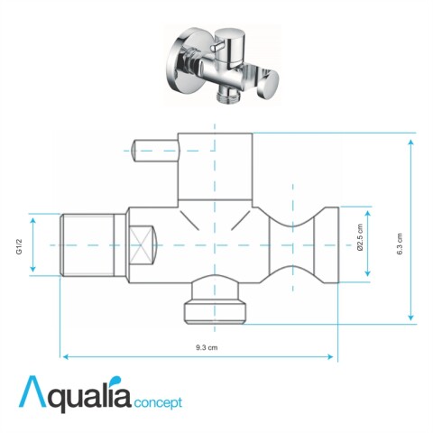 Válvula para Grifo Ducha Cromado Modelo AQ95115-CR Aqualia - OUTLET Válvula para Grifo Ducha Cromado Modelo AQ95115-CR Aqualia - OUTLET
