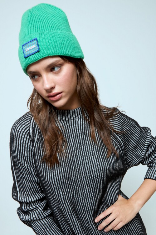 Gorro tejido rib verde