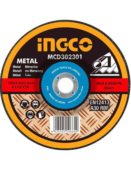 Disco abrasivo de corte para metal 9" x 3mm Ingco (Unidad) Disco abrasivo de corte para metal 9" x 3mm Ingco (Unidad)