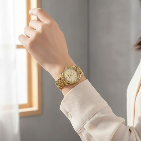 Set Reloj Mujer+7 Brochas Maquillaje+Neceser+Spa Facial 5en1 Dorado