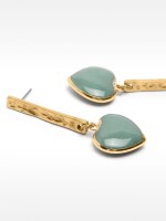 Pendientes Barra Con Corazones De Piedra dorado