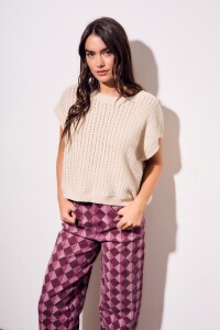 Chaleco Lurex Beige Melange