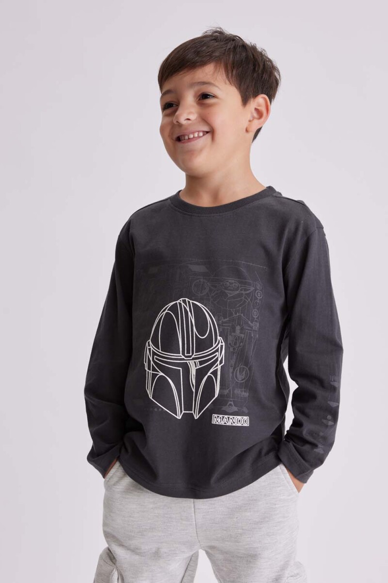 Remera estampada Gris Oscuro
