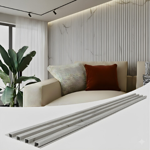 Pack x50 Wpc Simil Madera Wall Panel Lambrin 2.90x16.7 Color Mármol Gris