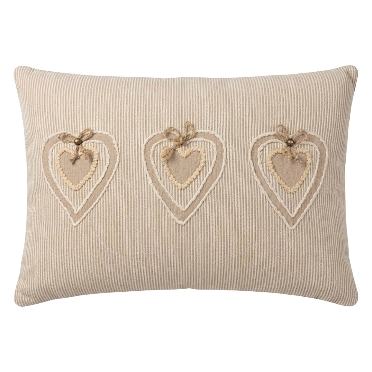 COJIN RECT BEIGE DET CORAZON 40X60CM 