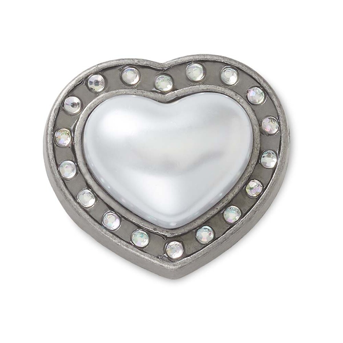 Silver Pearl Heart Gem 