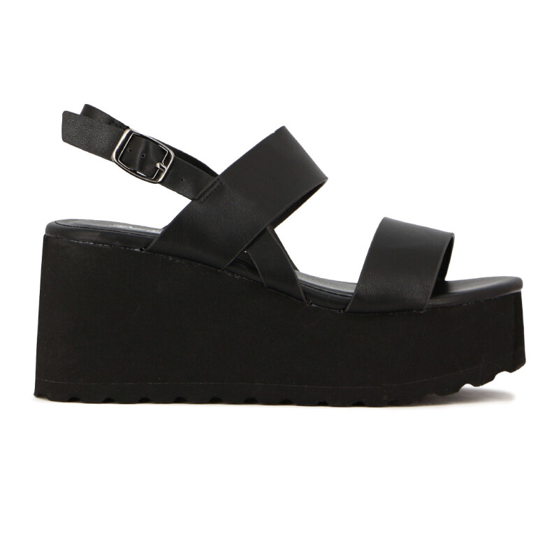 Sandalias Mujer Darkness Plataforma Con Dos Tiras Negro