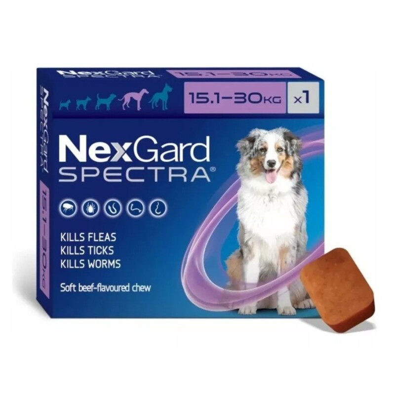 NEXGARD SPECTRA ANTIPARASITORIO INTERNO Y EXTERNO DE 15,1 A 30 KG