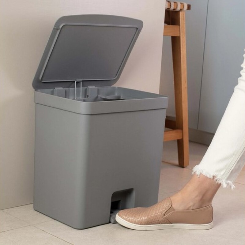 Papelera doble compartimento con pedal 20L Gris