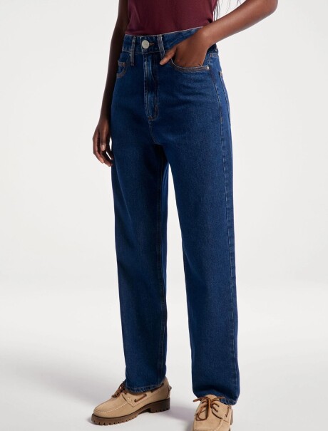 PANTALÓN DE JEAN MODELO MOM CINTURA ALTA AZUL