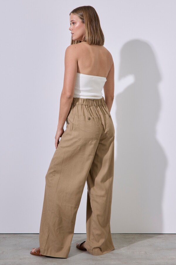 Pantalon Lino Cargo TOSTADO