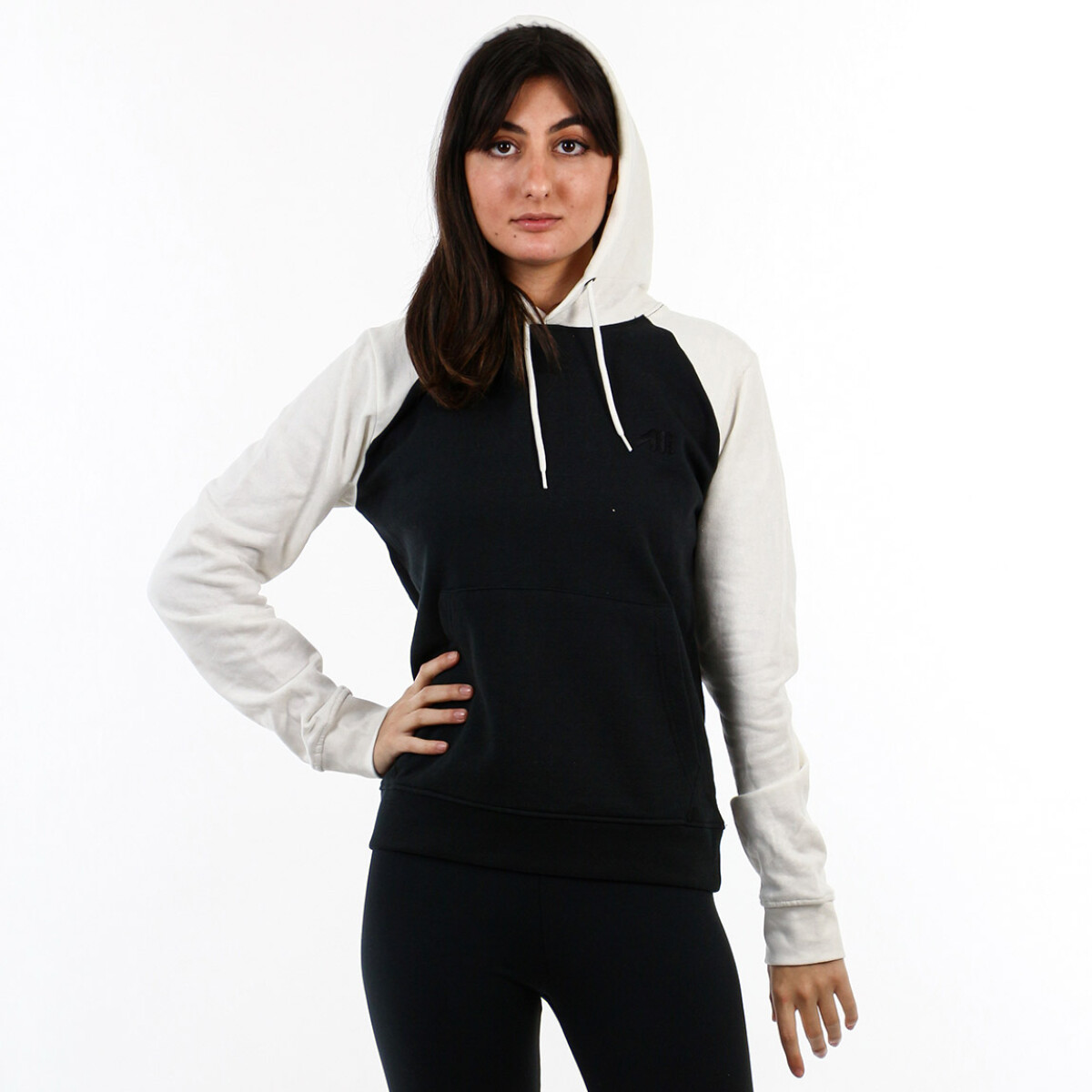 AustralLADIES COTTON HOODIE- BLACK/COCONUT - Negro-Coco 