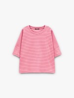 Camiseta De Algodón Con Rayas rosa