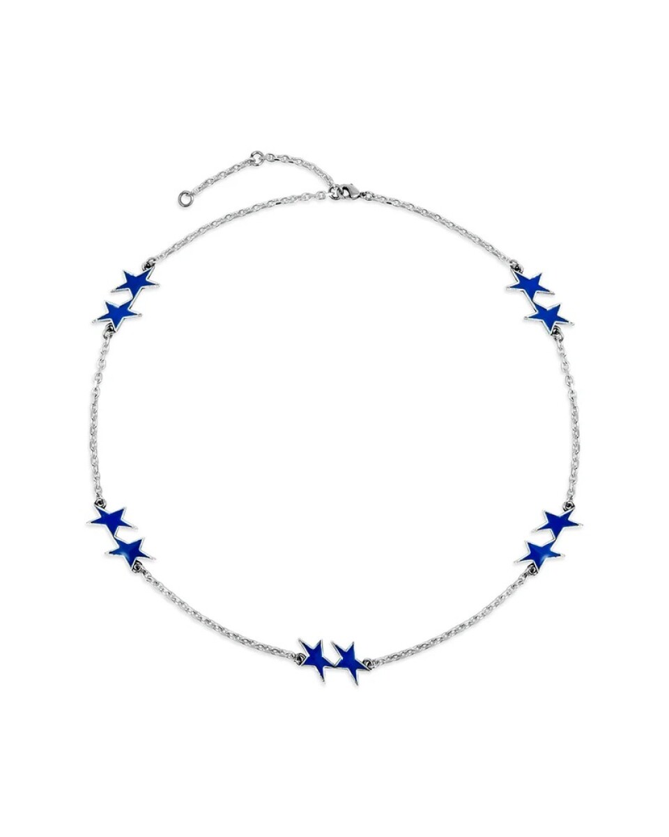 TwoJeys Collar Blue Enameled Icon Plata 